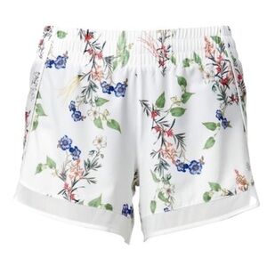 Athleta White Floral Elastic-Waist Athletic Running Shorts Medium